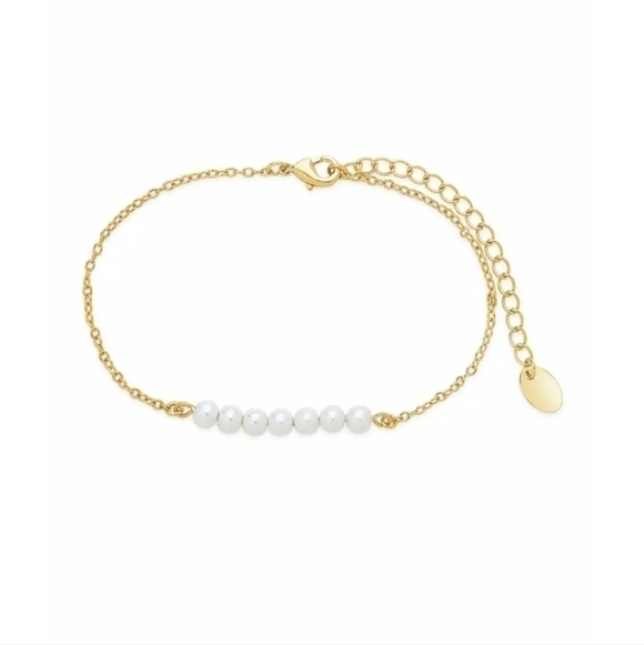 Sterling Forever Jewelry - 14K Yellow Gold Plated Imitation Pearl Beaded Bracelet